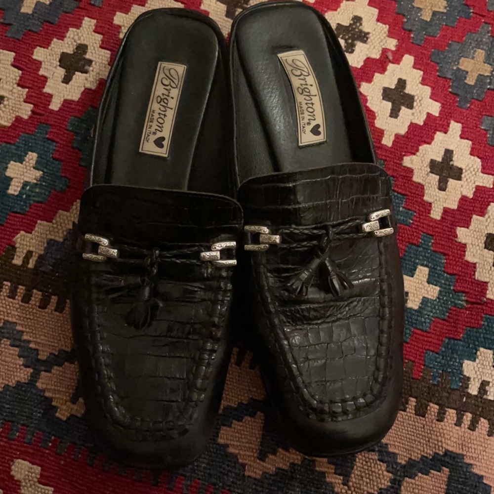Brighton mules alligator leather